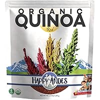 Happy Andes Red Organic Quinoa 3 lbs - Non Gluten, Whole Grain Rice Substitute - Ready to Cook Food for Oats & Seeds…
