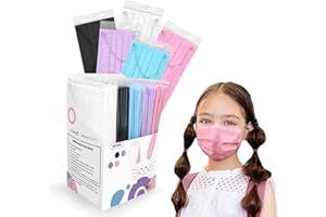 FriCARE Kids 4 ply Disposable Face Mask, 50PCS Individually Wrapped, Breathable Masks for Boys Girls Children with Elastic Earloops (Assorted Color)