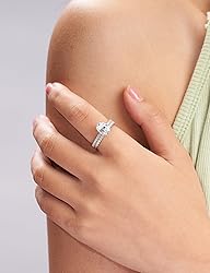 Oivley 2CT Oval Engagement Rings for Women Sterling