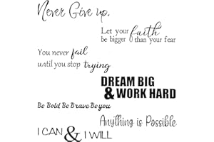 Zonon 5 Sheets Vinyl Wall Quotes Stickers Inspirational Quotes Decals Peel and Stick Motivational Wall Decals for Bedroom Living Room Office Bathroom(Never Give up)