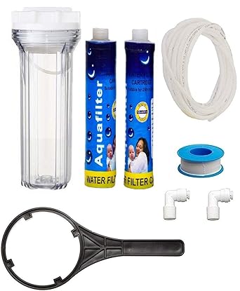 KRPLUS 10 Crystal Glass Clear Transparent Pre Filter Housing with 2 Pieces 9 MLT Carbon