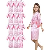 MEEYI 12Pcs Girls Silky Robes Kimono Birthday Kids Spa Party Wedding Bridal Party Flower Girl Robe