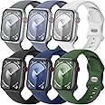 Lenrao 6 Pack Sport Band Compatible with Apple Watch Band 46mm 44mm 45mm 40mm 42mm 38mm 41mm 49mm Men Women, Soft Silicone Waterproof Replacement Strap for iWatch Band Series 10 9 8 7 6 5 4 3 2 1 SE