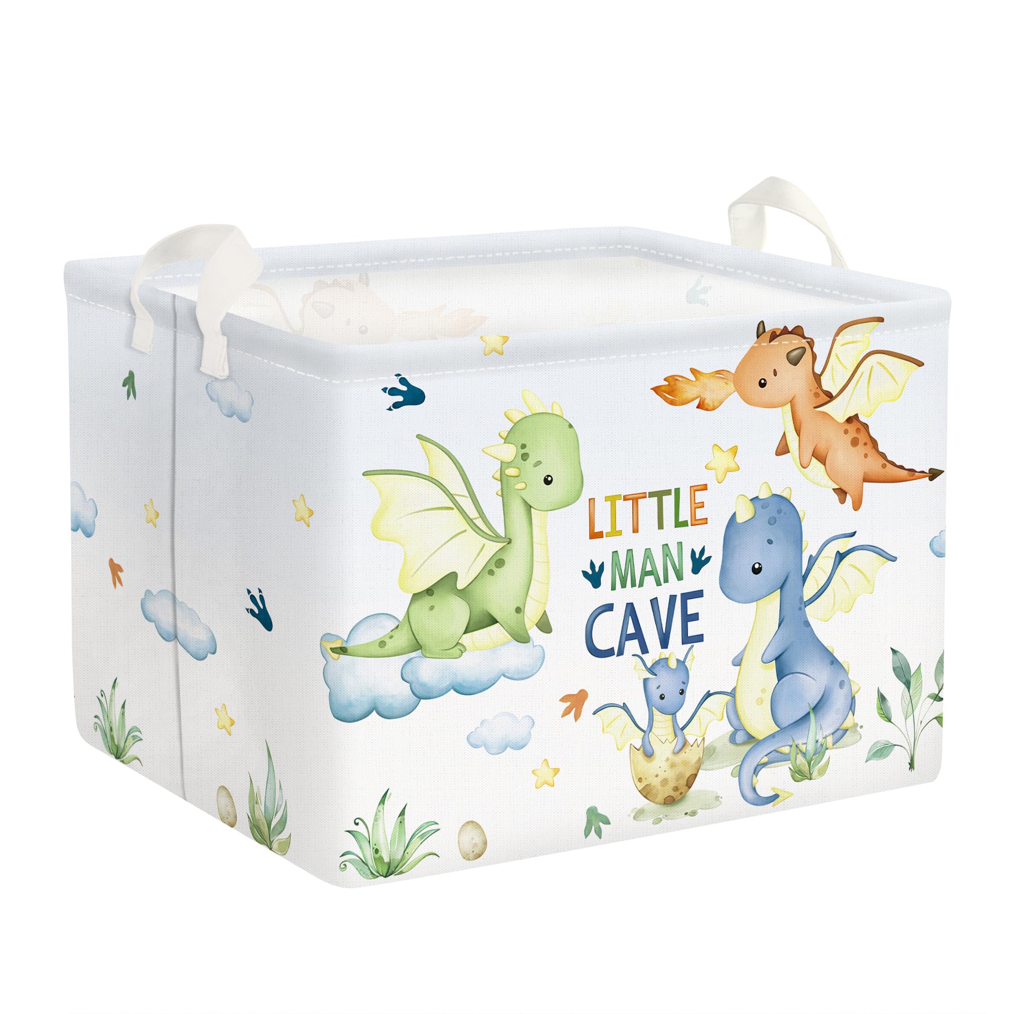 Clastyle 36L Large Dragon Star Cloud Blue Shelf Basket with Handle Collapsible Rectangle Toy Clothes Cube Storage Basket for Kids Room Nursery