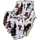 Macevia Flannel Fleece Twin Couch Blanket, Cow Print, Fuzzy Cozy Comfy Super Soft Plush Cowhide for Bed & Sofa, 260GSM, All Seasons (Cow-01, 60x80inches)