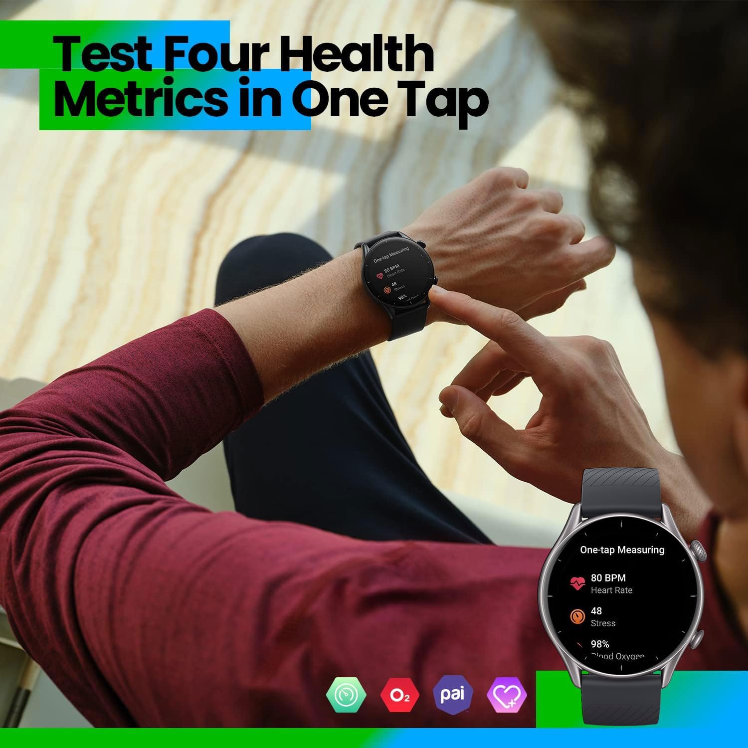 Amazfit Smartwatch GTR 3 46 mm with Health Monitoring, SpO2, Sleep, Stress, Cycle Monitoring, Sports Watch, GPS Sports Watch with 150+ Sports Modes, 21 Day Battery, Alexa for Men and Women