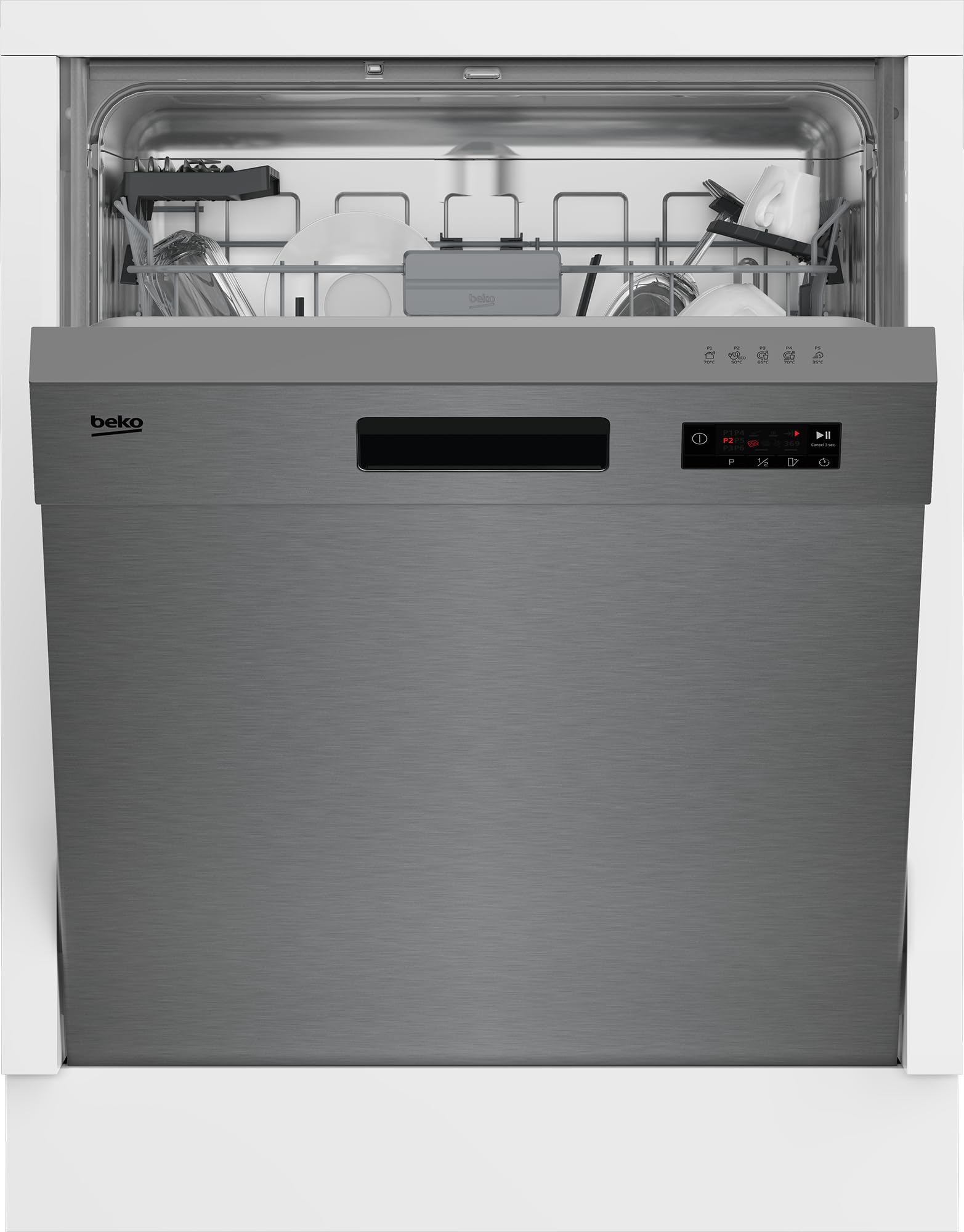 Beko BDUN15430X b300 Unterbau-Geschirrspüler 60 cm, für 14 Maßgedecke, 3 Spülebenen, 4 Temperaturen, 5 Programme, halbe Beladung, automatische Türöffnung, Quick&Clean 6