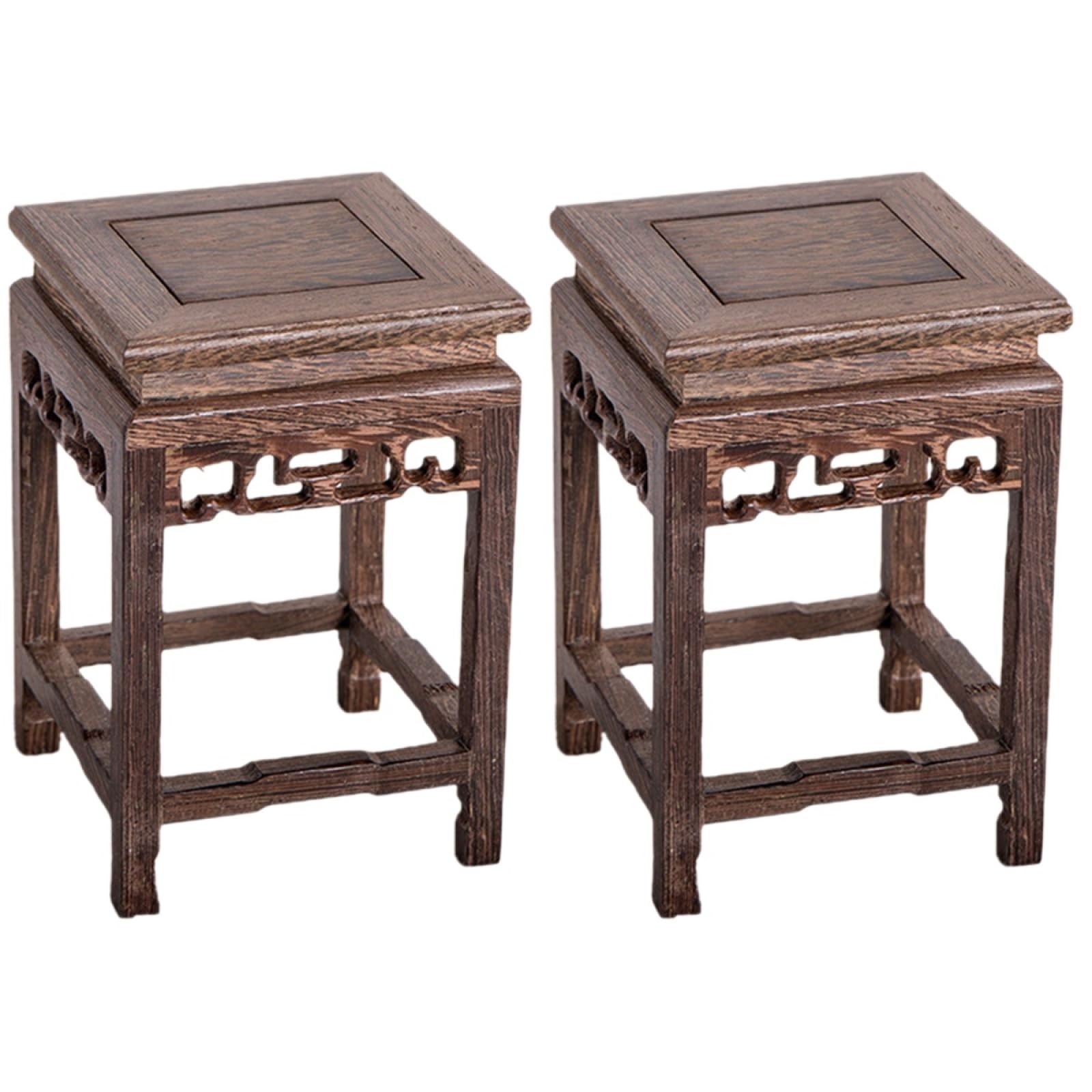 Cabilock 2pcs Plant Stools Indoor Antique Display Stand Indoor Plant Pots Jade Plant Vase Display Stand Planter Pots for Balcony Flower Pot Holder Wooden Frame Chinese Style