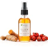 Glow Turmeric Face Oil, Organic Rosehip Oil, Camellia &amp; Vitamin C - 2 oz | Helps reduce the appearance of fine lines &amp; wrinkles, deep moisturizing for face, under eyes &amp; neck for smoother looking skin