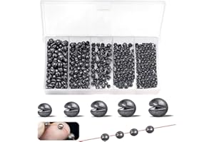 Realure 220 Pcs/5 Sizes Fishing Split Shot 0.6g 0.5g 0.4g 0.3g 0.2g Fish Dispenser Sinkers Weights Shot for Stabilizing The F