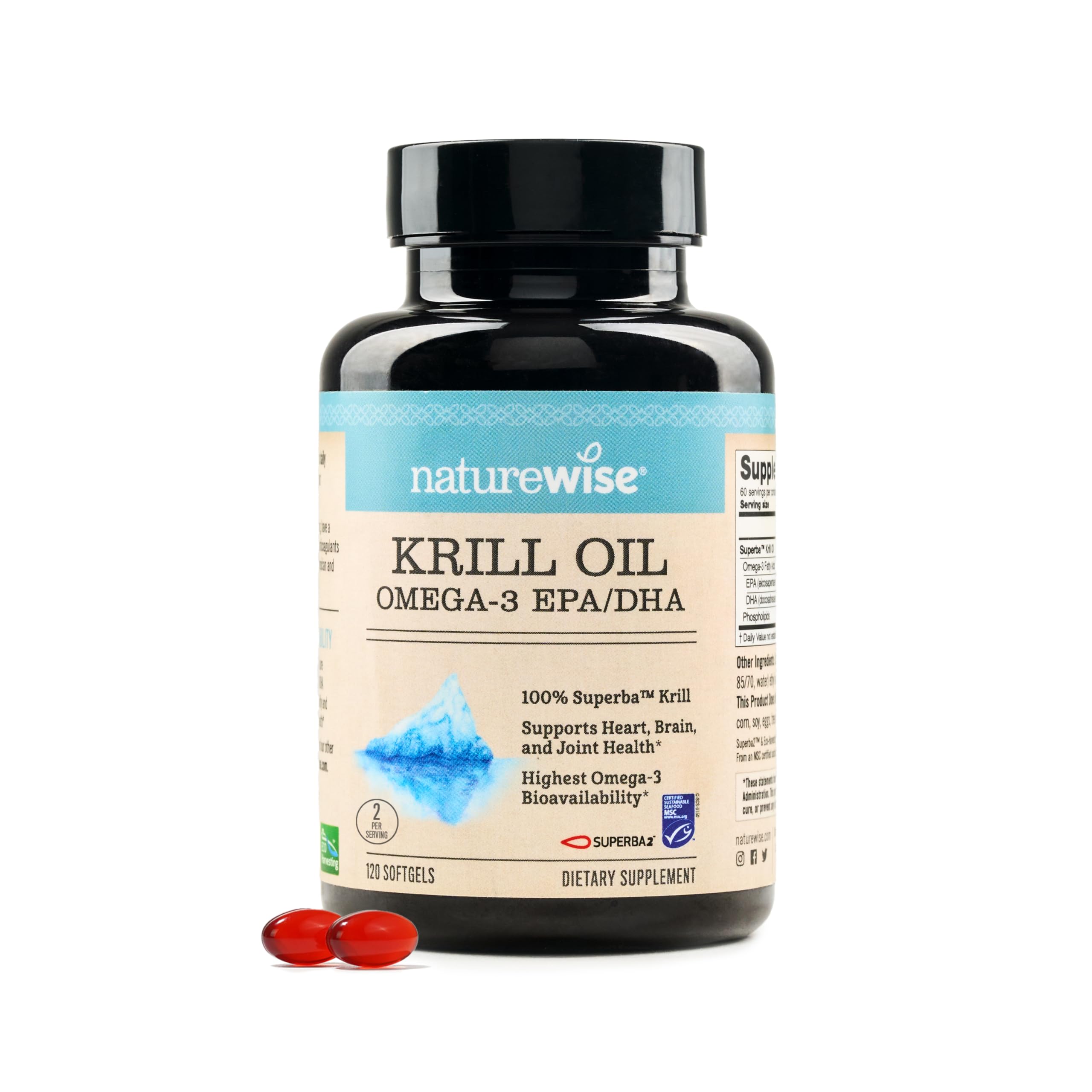 NatureWise Antarctic Krill Oil 1000mg Omega 3 with EPA, DHA, Astaxanthin and Phospholipids - Support for Heart Health & Joints - No Fishy Burps, Non-GMO, Gluten-Free - 120 Softgels[2-Month Supply]