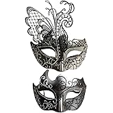 Yimianshou Masquerade Mask for Couple Women Mardi Gras Venetian Party Mask Set Halloween Costume Accessory