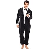 Alexander Del Rossa Adult Onesies for Men, Mens Onesie Pajamas Adults, Fleece Onesie for Men, Hooded Footed Mens Onsie