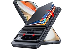 C CENMASO CENMASO for Google Pixel 9 Pro XL Case with Card Holder (4 Cards) Sliding Camera Cover & Kickstand【RFID Blocking】 Military Drop Protection & TPU Edge Wallet Case for Pixel 9 Pro XL-Black