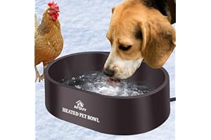 AFDUV Heated Water Bowl for Dogs Cats Outdoor, 3.5L Thermostatic Heated Pet Bowl for Outside Dog Cat Duck Chickens Birds Waterer in Winter, Automatic Heated Dog Bowl Outdoor with Anti Chew Cord