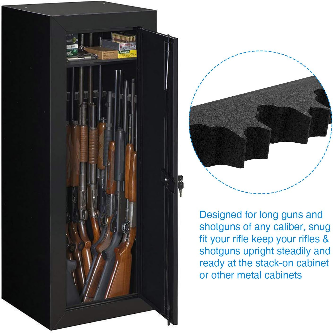 Durable Foam Rifle Barrel Rack for Stack-On gun cabinet, Universal Gun Hanger with Magnetic Strip and Screws, Safe Magnetic Rack for Metal Cabinet,Home Rifle Storage Rack and Fishing Rod Holder: Sports & Outdoors