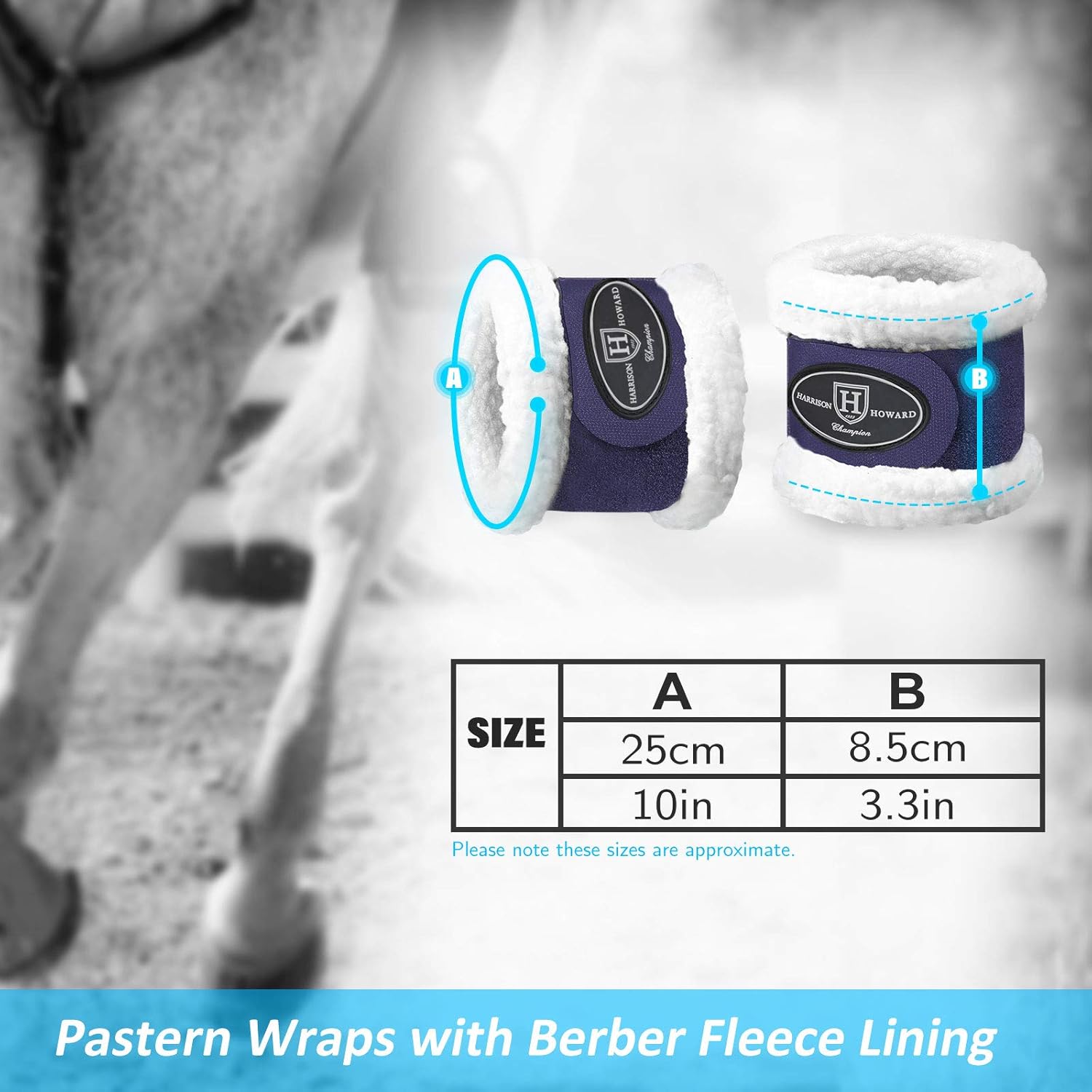 Harrison Howard Premium Horse Pastern Wraps with Berber Fleece Lining-Navy : Pet Supplies