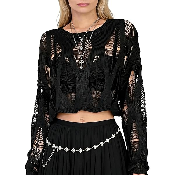 Amazon.com: Flixxo Grunge Mens Oversized Sweater Y2K Ripped