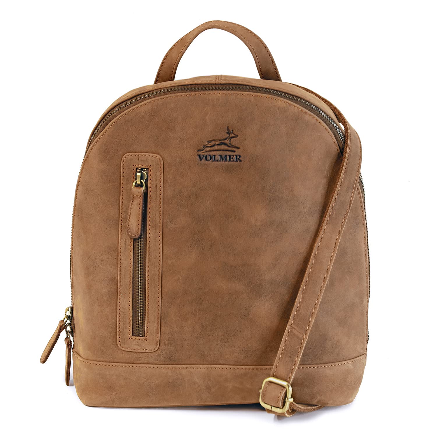 Fa.Volmer® Bag-Br-VL9993137-Jens Leather Bag in Vintage Look for Men and Women Daypack Travel Bag City Travel Approx. 31 x 31 x 6 cm (L x W x H)