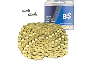 RAINFLOWWER 6/7/8/9/10/11/12 Speed Bike Chain – High-Strength, Durable & Smooth-Shifting for Road/Mountain Bikes (Gold-6/7/8-Speed)