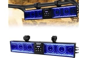 Afurkuot 26-Inch UTV Sound Bar, Waterproof Multicolor Music Sync 6-Speaker ATV Golf Cart Sound Bar with Back Light Strip, Power Bluetooth Soundbar for ATV UTV Golf Cart w/1.75-2.25” Roll Bar