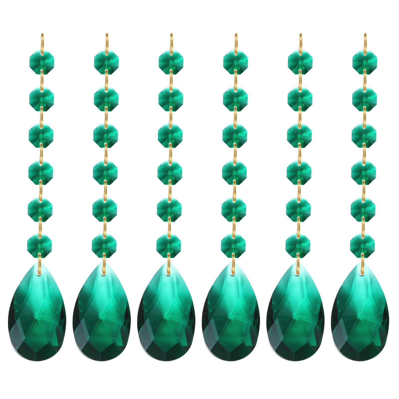 PATIKIL Teardrop Crystal Chandelier Pendants Beads, 6 Pack 160mm Length 38mm Chandelier Prisms Parts Ornaments Hanging Beads for DIY Arts Crafts Decoration, Dark Green