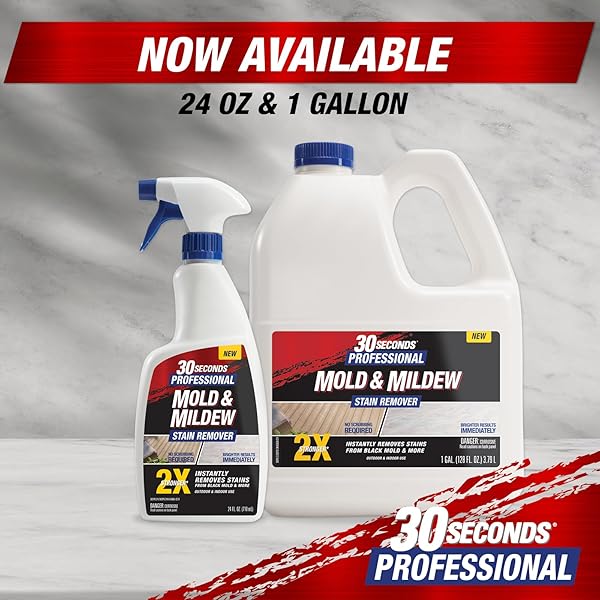 30 SECONDS PRO MOLD AND MILDEW STAIN REMOVER | SCRUB FREE | BRIGHTER RESULTS INSTANTLY | READY TO USE REFILL | 128 FL. OZ. – PACKAGING MAY VARY