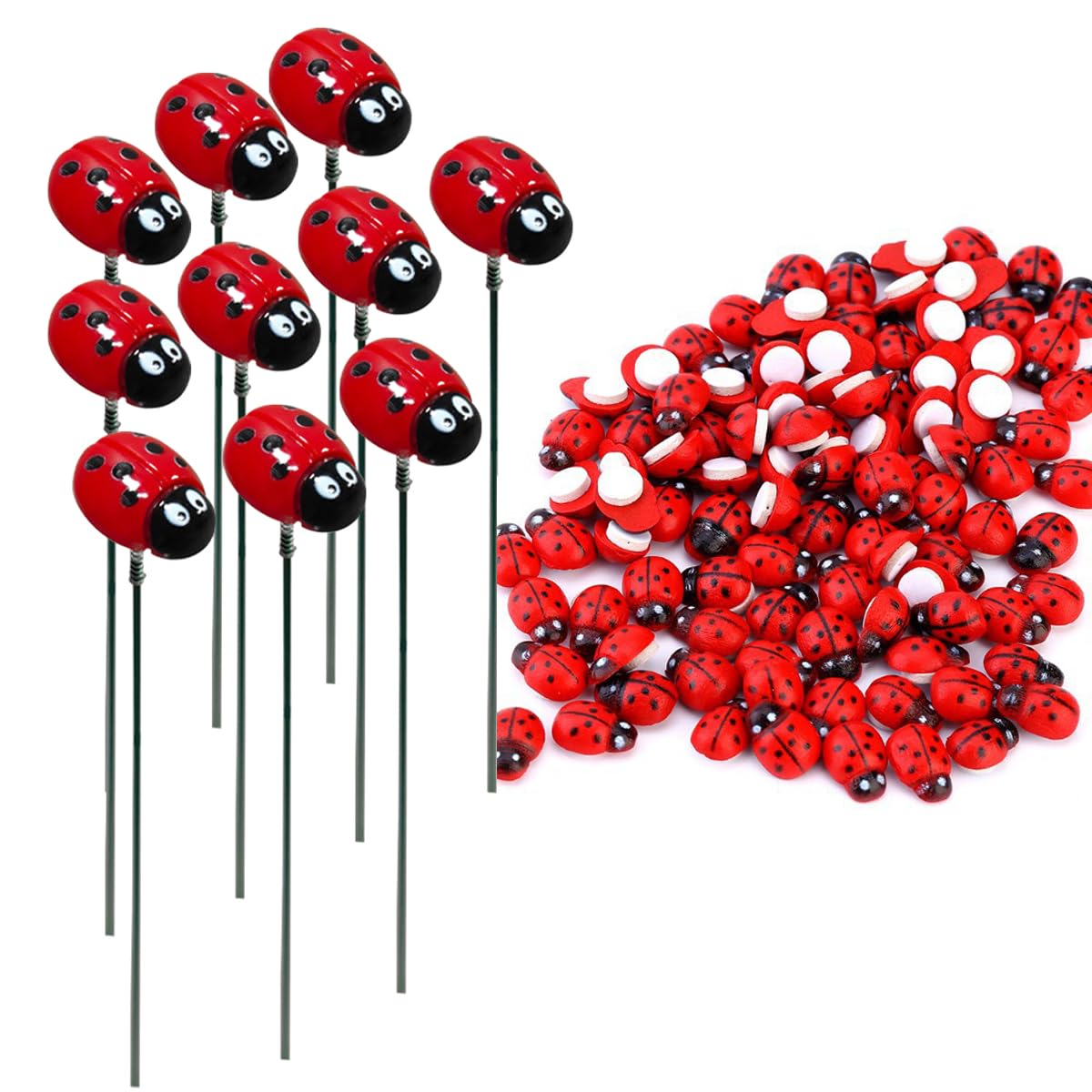 Photo 1 of 109 Pack Ladybugs Decor Small Ladybugs Garden Stakes Decorative Ladybugs Stickers Fairy Garden Stakes for Plant Pot Decorations Outdoor Statues Decor Gifts Red