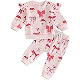 FYBITBO Toddler Baby Girl Easter Outfit Bunny Carrot Print Long Sleeve Ruffle Sweatshirt Pants Set 2Pcs Infant Spring Clothes