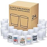 Your Dream Party Shop Sublimation Shot Glasses Blanks 24 Pcs Bulk, 1.5oz Each, Sublimation Frosted Blank Shot Glasses Heat Press, Long White Ideal for Customized Designs