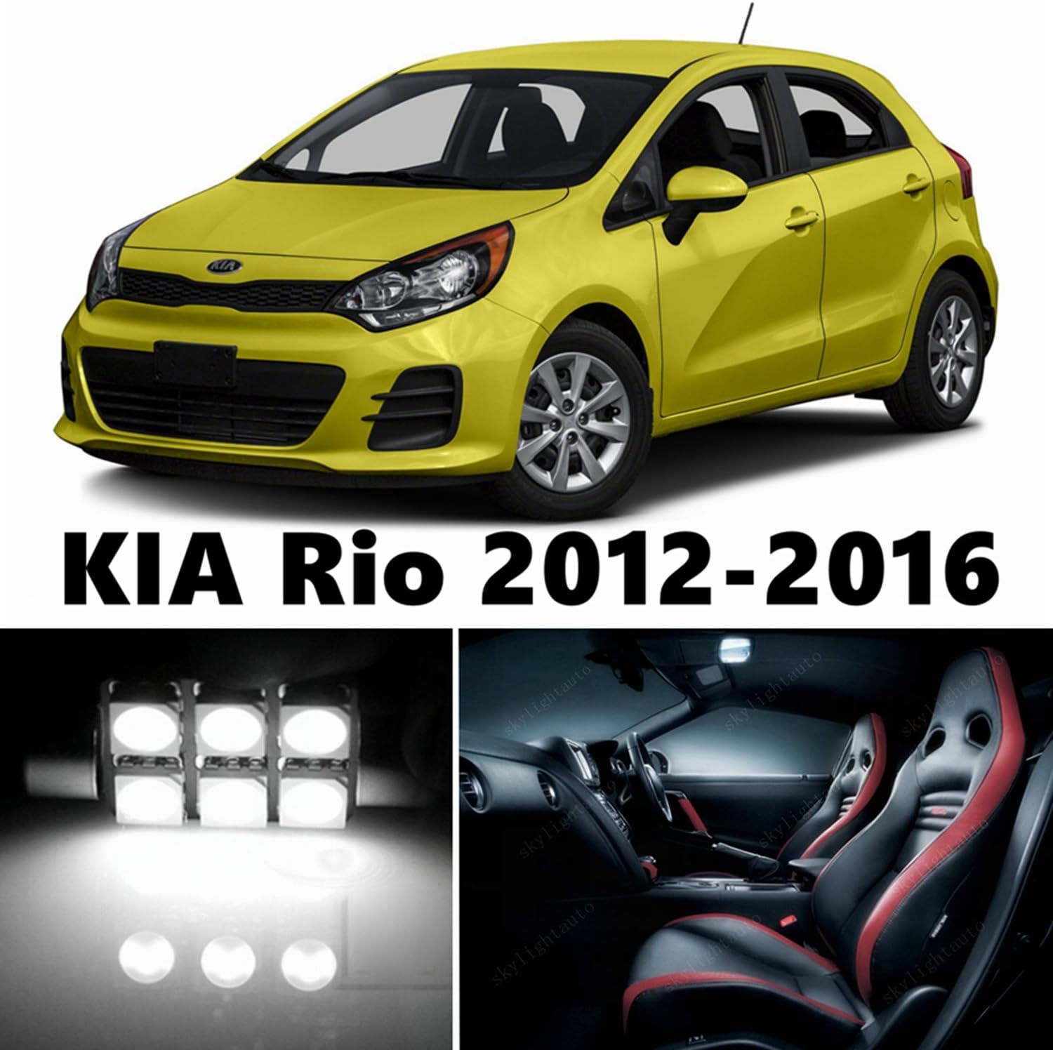 Amazon Com Skylightauto 11pcs Led Premium Xenon White Light Interior Package Deal For Kia Rio 2012 2017 Automotive