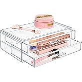 Sorbus Stackable Acrylic Drawers - 2 Clear Storage Drawers for Organizing Make up Palettes, Nail Polish, Hair Accessories, Cosmetics & Beauty Supplies - Makeup Organizer for Vanity, Bathroom Organizer