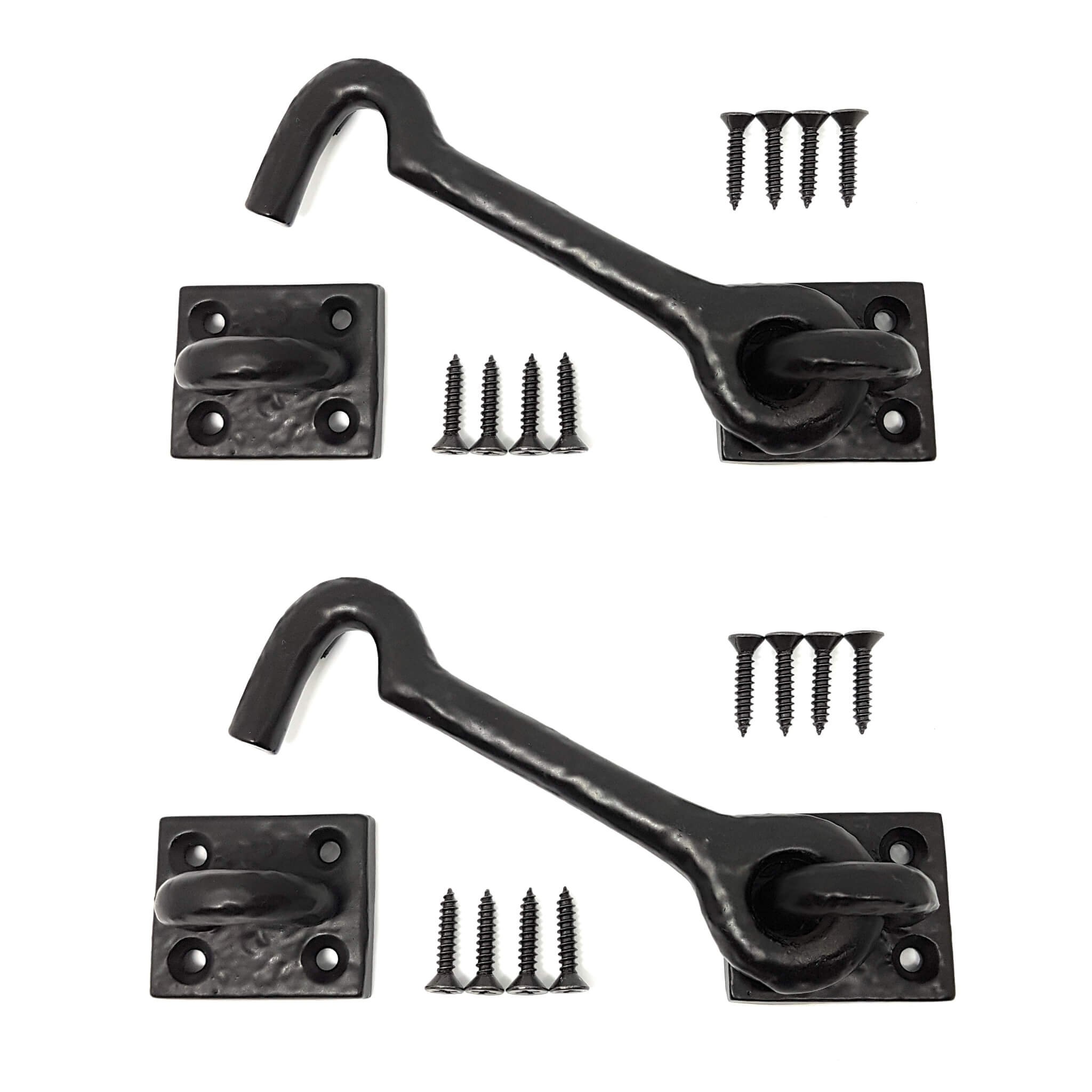 Ironmite [2 PACK] 4.5" Premium Cast Iron Cabin Hook And Eye Latch Lock