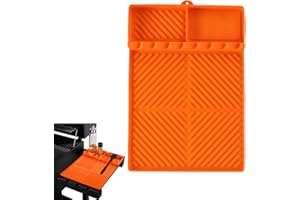 VMQIPNS Silicone Griddle Tool Mat for Blackstone, Large Silicone Griddle Tools Mat with Drip Pad, Side Shelf Mat Grill Pad for Outdoor Grill Kitchen Counter Blackstone Grilling Accessories (Orange)