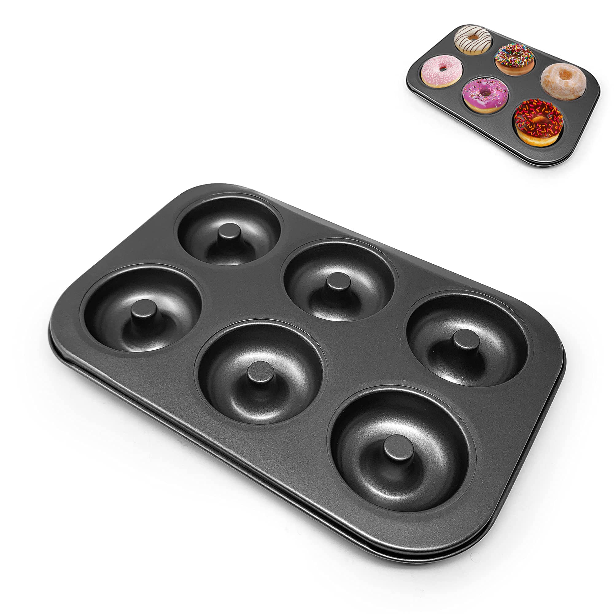plastific 6 Cup Muffin Cake Pan Baking Tray Cupcake Deep Tin Fairy Steel Bakeware - Bakeware Pan Tray Mould Non Stick Coating (6 Cup Metal Donut Tray)