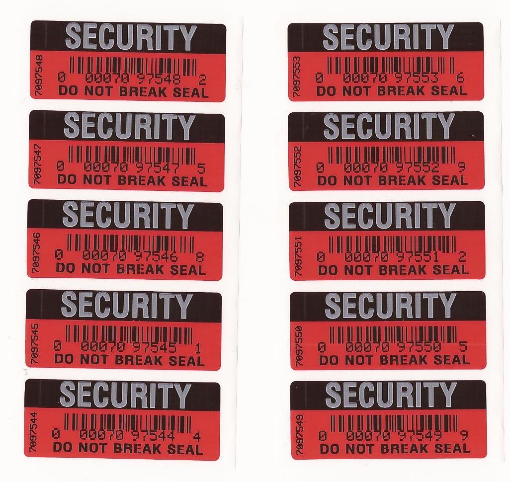 Security Stickers Tamper-EVIDENT Warranty Void RED and Black DO NOT Break Seal X 100 Labels