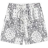 Men's Boho Tribal Paisley Print Drawstring Waist Summer Beach Hawaiian Cool Graphic Shorts Men