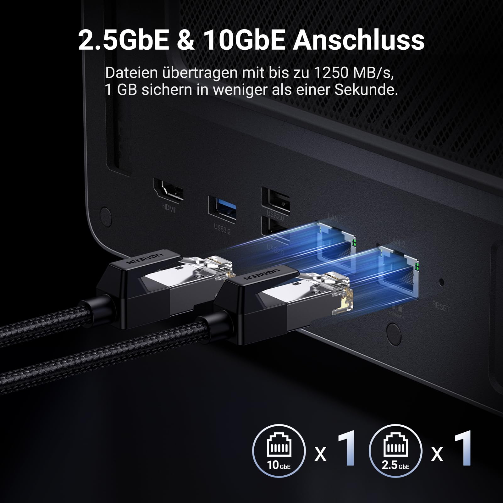 UGREEN NASync DXP6800 Plus 6-Bay NAS Server, Intel i3-1215U 6-Kern, 8GB DDR5, eingebaute 128GB SSD, 2,5GbE & 10GbE LAN, 2×M.2 NVMe, 4K HDMI, Kompatibel mit Drittanbieter HDD/SSD (Diskless) 3