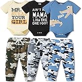 NZRVAWS Newborn Baby Boy Clothes Infant Boy Outfits Romper Pants Set 6 Pcs 0 3 6 9 12 Months