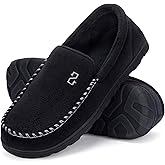 Zizor Men's Moccasin Slippers With Memory Foam, House Shoes for Indoor Outdoor