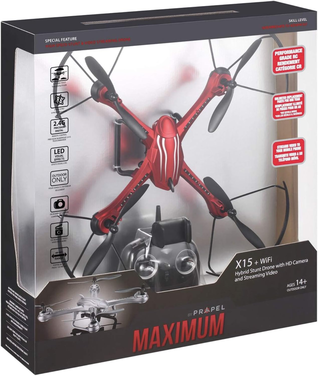 propel maximum x15 hybrid stunt drone with hd camera and wifi