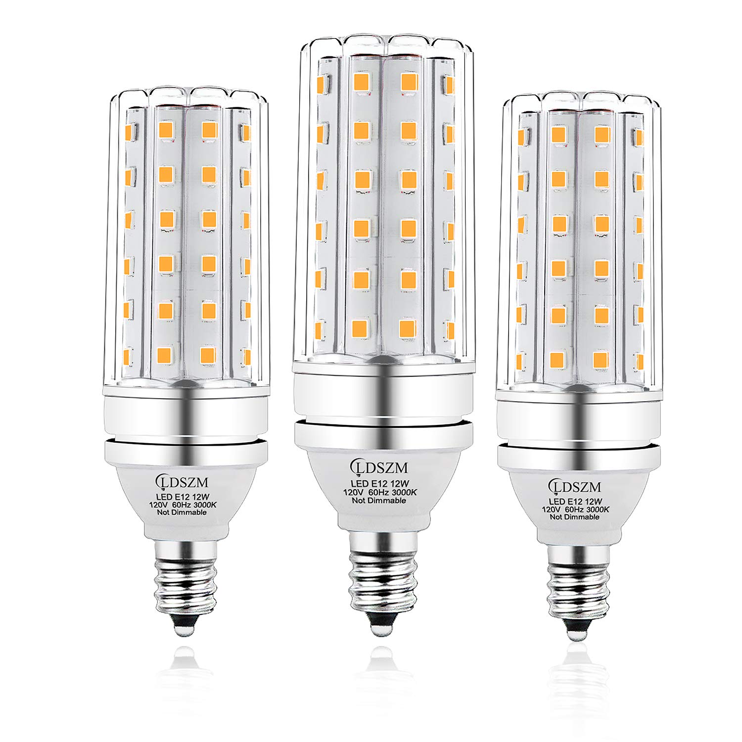 Photo 1 of E12 LED Bulbs,12W LED Corn Light Bulb, E12 LED Bulb 100W Equivalent 1200 Lumen 3000K Warm White, Non-Dimmable LED Candelabra Light Bulbs, E12 Candelabra Base Chandelier Light Bulbs, Pack of 3