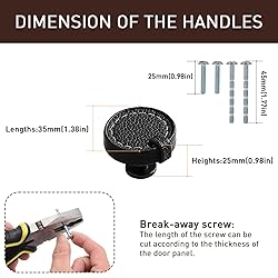 CcHhyyt 2 Pack Black Round Leather Cabinet Knobs