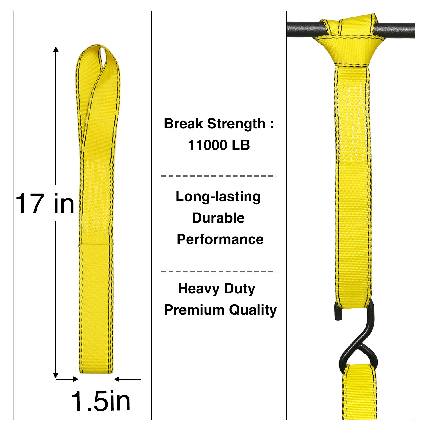 Trekassy 6 Pack Soft Loop Tie Down Straps 17 Inch 11,000 Lb for