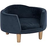 HomePop Curved Upholstered Pet Bed - Blue Velvet