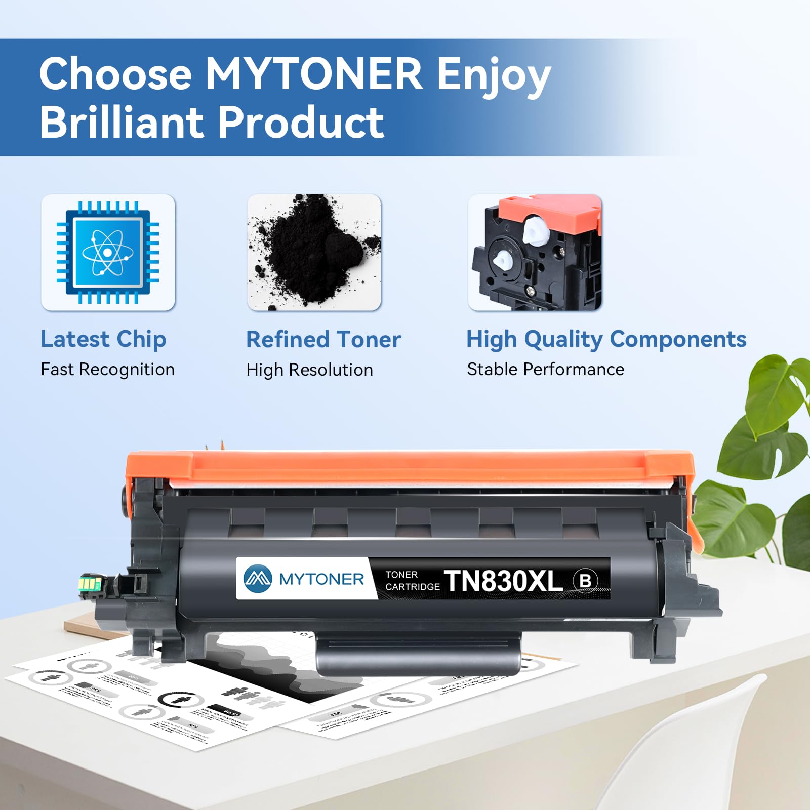 MYTONER Compatible Toner Cartridges Replacement for Brother TN830 XL/V/R TN-830 TN830XL for DCP-L2640DW HL-L2460DW HL-L2405W HL-L2400D L2465DW HL-L2480DW MFC-L2820DW XL MFC-L2820DW Printer, 4 Black