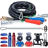 CheeMuii 12 FT Semi Truck Air Lines Kit 3-in-1 Air Hoses for Truck Trailer | 100% Copper 7 Way Trailer Cord &amp; Air Brake Hoses Kit &amp; Gladhands &amp; Handles &amp; Holder &amp; 25" Tender Spring Kit Semi Air Line Set