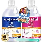JDiction Fast Cure Epoxy Resin, 1Gallon 4 Hours Demold Epoxy Resin Kit - Crystal Clear, Bubble-Free, Not-Yellowing, Self-Leveling for Art Resina, Jewelry, Craft, Fast Casting & Easy Mix Epoxy Resina