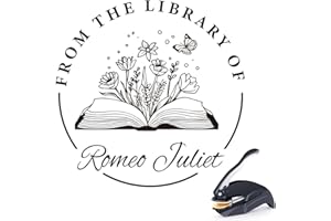 Custom Book Embosser - Personalized Embosser Stamp, Personal Gifts for Book Lovers, Readers, Teachers (Floral)