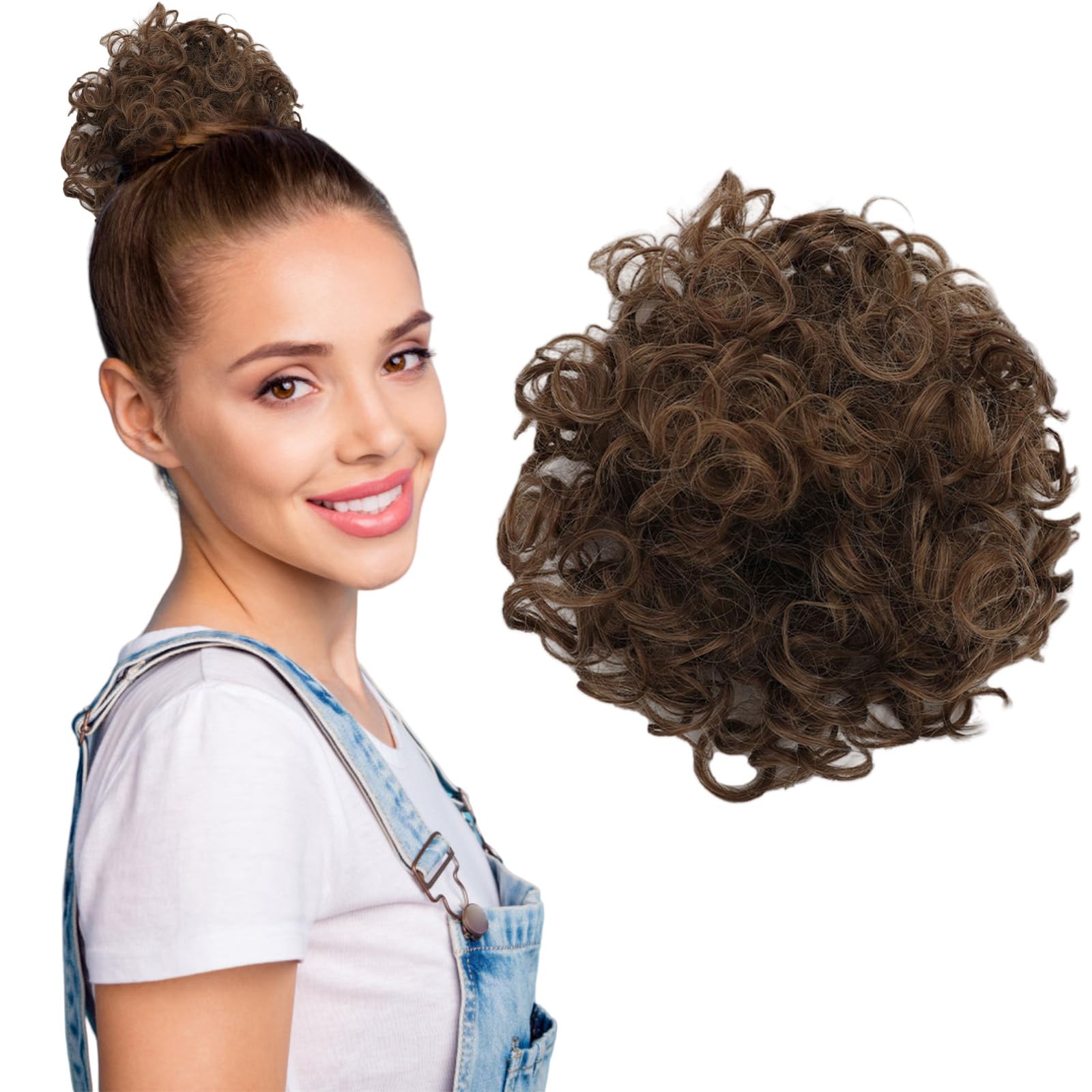 Hair Buns Hair Piece Curly Hairpieces Wedding for Women Ladies Messy Bun Updo Chignons 0839